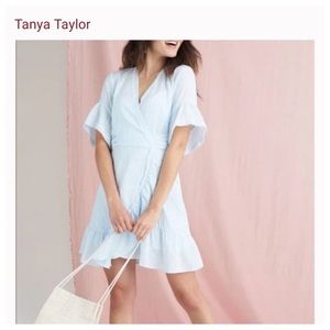 Tanya Taylor  Blue Mini Dress ruffle faux wrap style